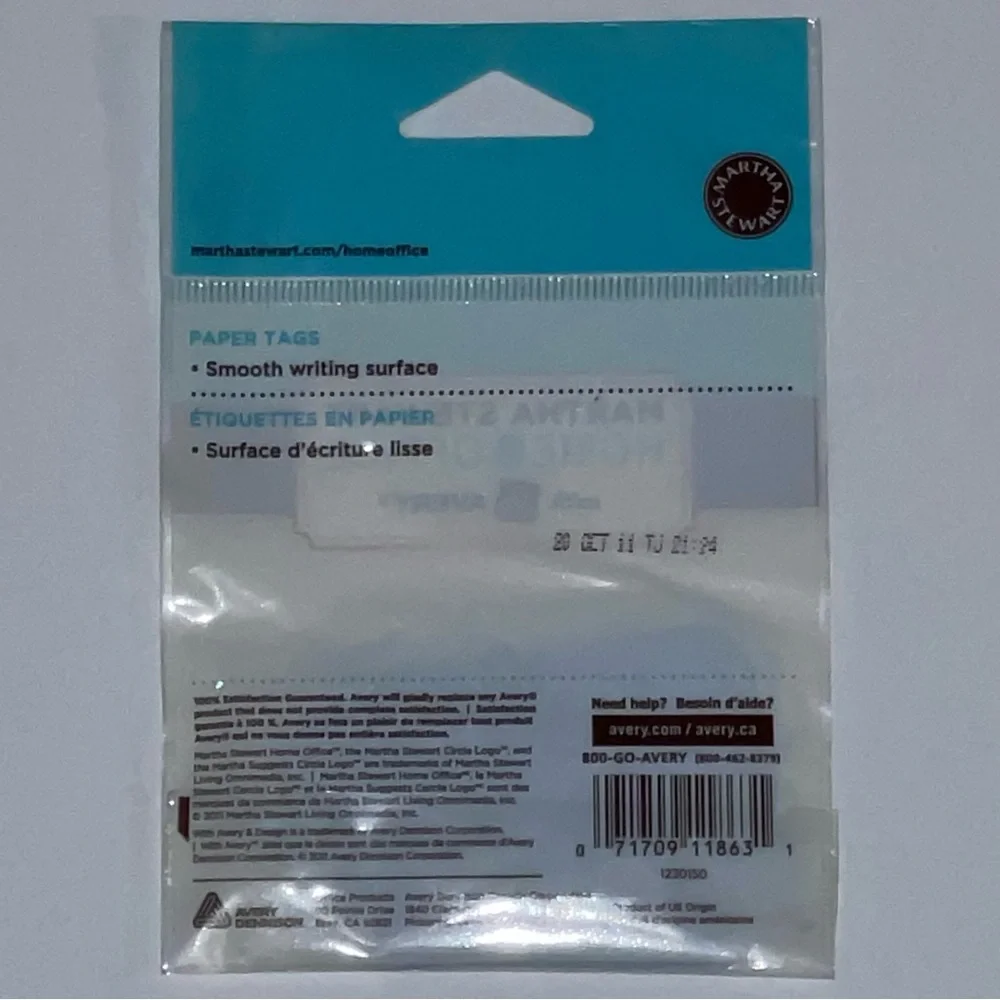 Set of 3 Martha Stewart Home Office Avery Blue Paper Tags, 6 Tags